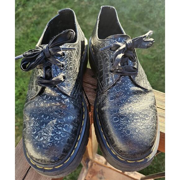 Dr. Martens Unisex Embossed Croc Platform Oxford Shoes Mens 8 Womens 10 Black main image 8